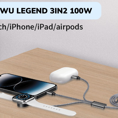 Cáp Sạc Nhanh Wi WU Legend 3in2 100W Wi-C050 - Hàng chính hãng