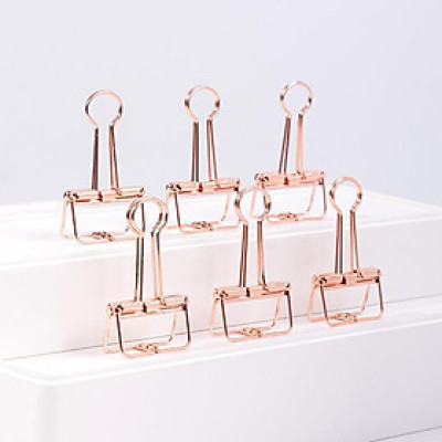 Kẹp bướm kim loại văn phòng Deli - Set 6/8 chiếc - Màu vàng hồng - 9414 / 9415