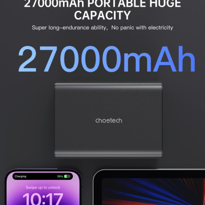 Pin dự phòng Choetech B635 công suất cao 222.5W  dung lượng 27000mAh sạc nhanh màn hình LED hiển thị (hàng chính hãng)