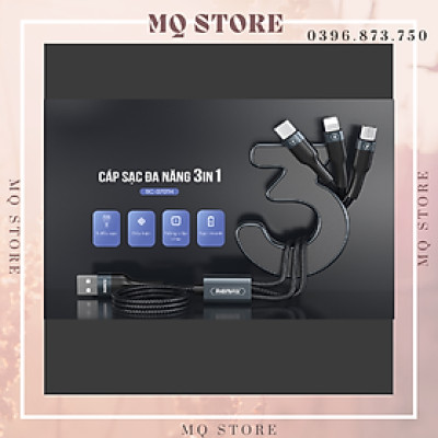 Cáp sạc đa năng 3in1 RC-070TH bọc dù cao cấp, độ dài 1,2m Kai Nguyễn ( hàng chính hãng)