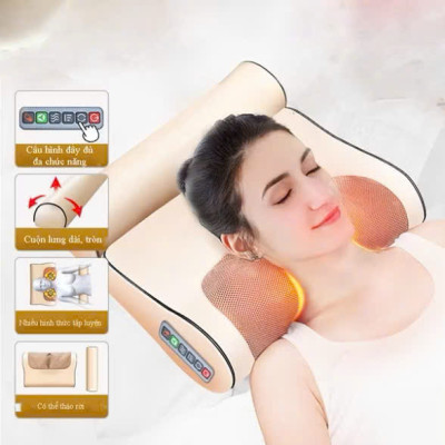 Gối Massajge Hồng Ngoại Cổ Vai Gáy 20 Bi Cao Cấp Loại Xịn – Thư Giãn, Giảm Đau Mỏi Toàn Thâjn, , ĐÈN TRANG TRÍ