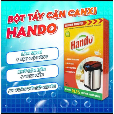 Combo 2 hộp 4 gói Bột tẩy cặn nước đá vôi ấm đun,bình đựng nước Hando 100Gr