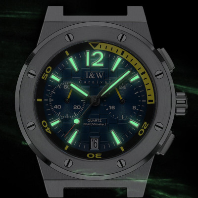 Đồng Hồ Nam I&W Carnival 605G1 Chính Hãng Full Box Chống Nước Kính Chống Xước Dây Da Cao Cấp BH24T (Máy Pin-Quartz)
