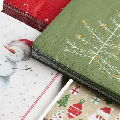 Giấy đa năng | JYSK Akvamarin | đỏ/trắng | R33xD33cm | bộ 20 chiếc