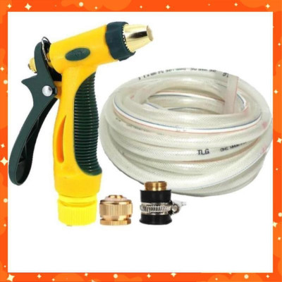 Bộ dây vòi xịt nước rửa xe, tưới cây tăng áp 3 lần,loại 3-5M (nối đồng nhựa đen) 206317