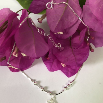 Lắc chân bạc nữ trang sức bạc Ý S925 Bạc Xinh Huệ Ngân - Cỏ bốn lá may mắn RYBJ50063