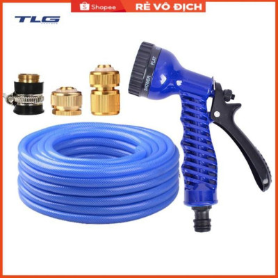 Bộ dây tăng áp 3 lần vòi xịt nước rửa xe, tưới cây loại 20m (cút đồng-nối đồng) 206843