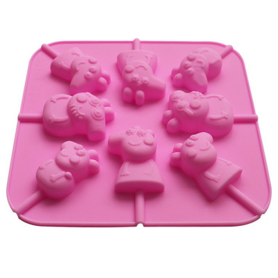 Khuôn silicon làm rau câu, socola, kẹo mút 8 heo con Cute Peppa – Mã số 1056
