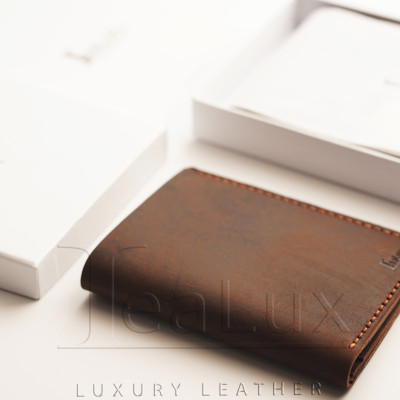 Ví Đứng Da Sáp Đựng Giấy Tờ Cũ Handmade Lealux The Stand Wallet