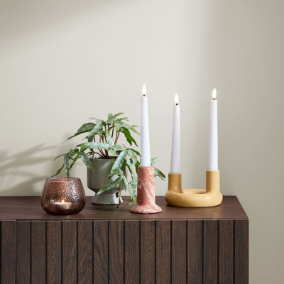 Nến điện | JYSK Askil | paraffin | trắng | bộ 2 chiếc | C18cm