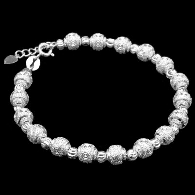 Lắc Tay Nữ Bạc Hiểu Minh LTU522 Bi Tròn Bạc Ý