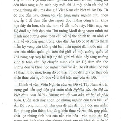 Nghiên Cứu Ấn Độ Tại Việt Nam Năm 2018 - Những Vấn Đề Văn Hóa, Xã Hội Và Phát Triển