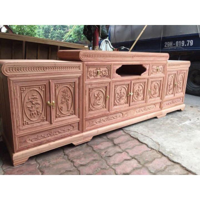 Kệ tivi mõ nồi giữa gỗ hương đá