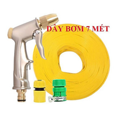 Bộ dây vòi xịt nước rửa xe, tưới cây . tăng áp 3 lần, loại 7m, 10m 206701-1 đầu đồng,cút, +tặng móc khoá
