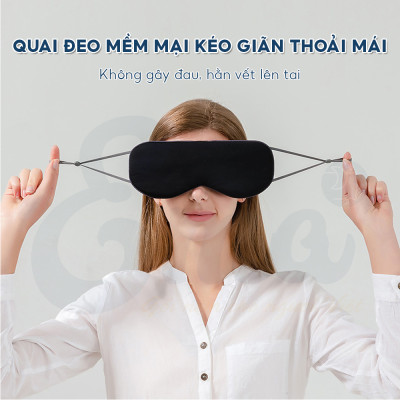 Bịt mắt ngủ lụa 2 mặt EMA, miếng che mắt ngủ cao cấp 2 mặt ấm mát có có quai đeo điều chỉnh
