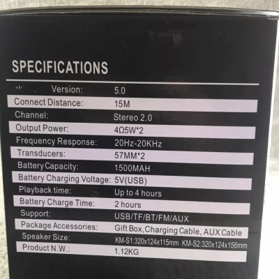 Loa Karaoke Bluetooth Xách Tay KM-S1 (Tặng Kèm 1 MIC Hát Có Dây Cắm Trực Tiếp, Bass Không Dây, Đèn Led Sống Động, Tặng kèm dây đeo điện thoại) - Hàng Nhập Khẩu