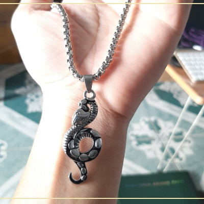 Dây chuyền nam, mặt hợp kim không gỉ si mạ, dây titan cao cấp rộng 3-4mm, dài 50cm