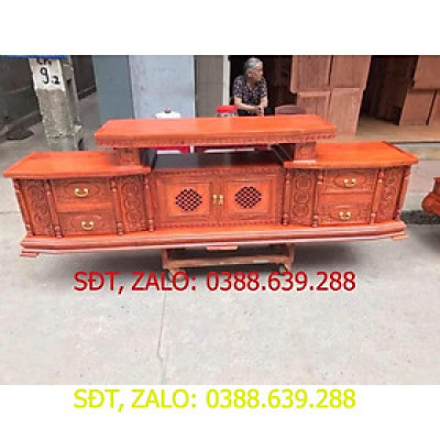 Kệ tivi vát gỗ gõ đỏ