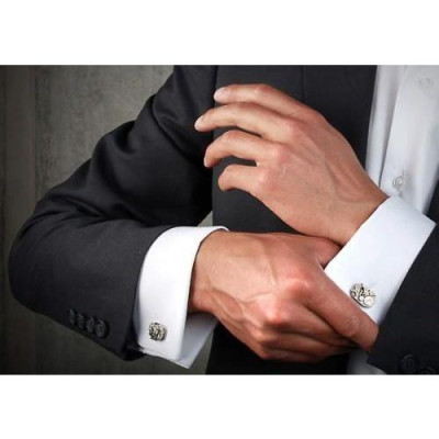 Khuy Cài tay áo Măng Set cao cấp đính đá - cufflinks , tặng kèm hộp nhỏ, hình vô lăng