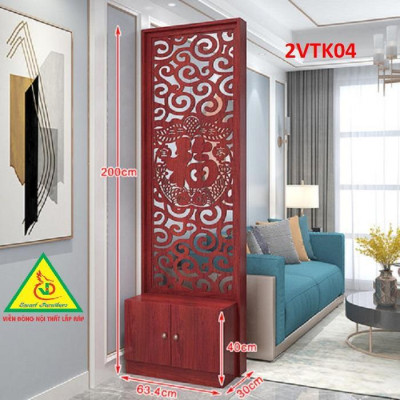 Tủ kệ trang trí kiêm vách ngăn phòng khách , nhà bếp 2VTK03 - Nội thất lắp ráp Viendong Adv
