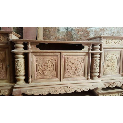 Kệ Tivi Cột Nho gỗ hương vân loại 2m2 và 2m4