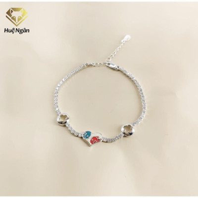Lắc tay bạc 925 Huệ Ngân - Trái Tim Thủy Chung X16