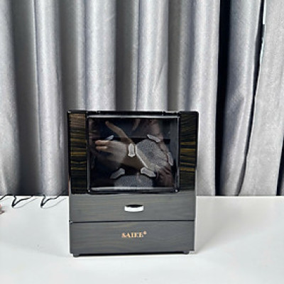 [BH 2 năm động cơ] Hộp Xoay 3 đồng hồ gỗ Saike nền nỉ