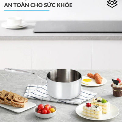 Quánh Inox316 Đúc Đáy Liền 3 Lớp Haatz CIC1240 Size 16cm - Hàng Chính Hãng Bảo Hành 5 Năm