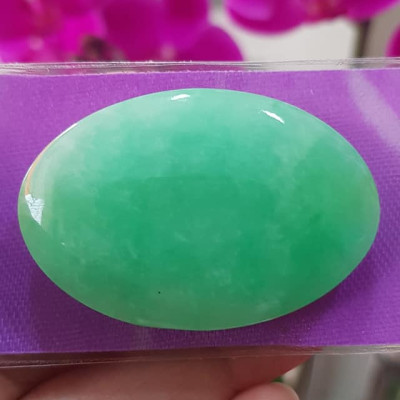 Mặt Lắc Tay Oval to đá ngọc cẩm thạch xanh tự nhiên Size đại Dài 42mm x ngang 28mm x dầy 4mm Nữ lên lắc tay vàng 1 mặt Oval to đẹp sang lắm món quà tặng Mẹ, tặng vợ người thân yêu ý nghĩa ạ