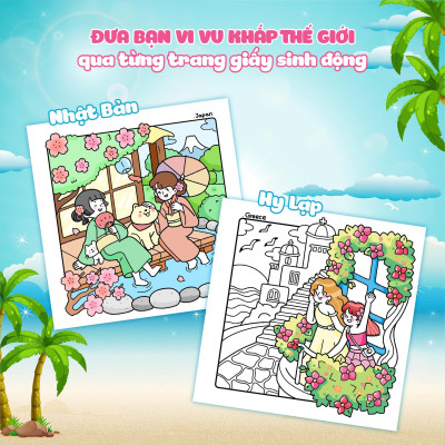 Sách - Girl Holiday - Traveling Diary Coloring Book