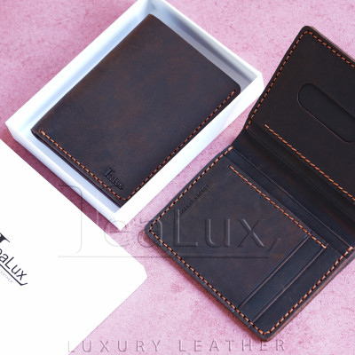 Ví Đứng Da Sáp Đựng Giấy Tờ Cũ Handmade Lealux The Stand Wallet