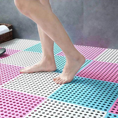 Combo 6 Tấm Thảm Nhựa Chống Trơn Trượt Nhà Tắm Lỗ Ghép Kháng Khuẩn GROFA (Giao Màu Ngẫu Nhiên )