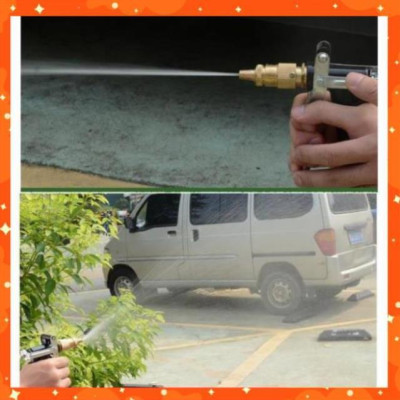 Bộ dây vòi xịt nước rửa xe,tưới cây tăng áp 3 lần 7-10m(cút đồng nối nhựa xanh) 206817 