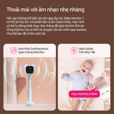 [Tặng Thẻ Nhớ 64GB] Camera Baby EZVIZ BM1, FHD 1080P, Sử Dụng Pin Sạc & Wi-fi, Hồng Ngoại Vô Hình, Phát Hiện Tiếng Khóc & Chuyển Động Của Bé, Thay Mẹ Trông Bé Ngủ Ngon - Hàng Chính Hãng