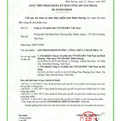 Sữa bột Colos DHA+ 0+ / hộp 800g