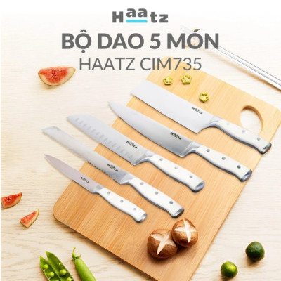 Bộ Dao 5 Chiếc Thép 5Cr15 Haatz CIM735 Tay Cầm Công Thái Học - Hàng Chính Hãng Bảo Hành 24 Tháng
