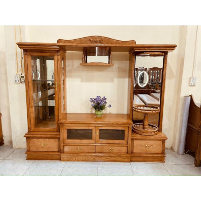 Kệ TIVI Gỗ Sồi Nga Kệ Kính Quay 2m2.