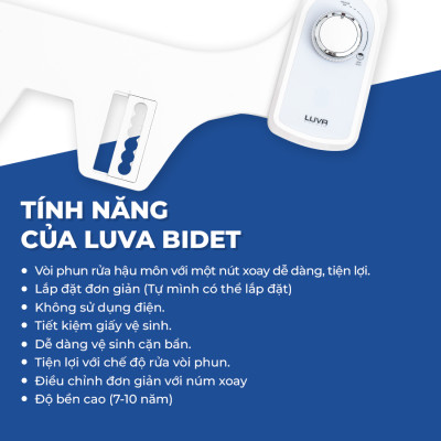 Thiết Bị Vòi Rửa Thông Minh Phiên Bản Tiết Kiệm LUVA Bidet LB101
