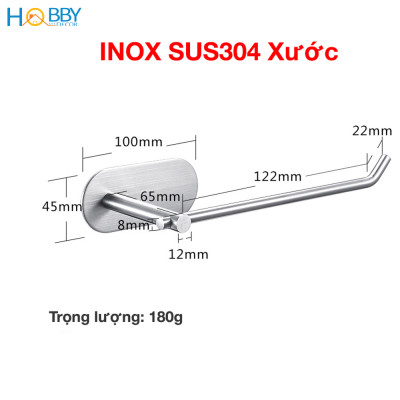 Kệ treo cuộn giấy vệ sinh inox 304 dán tường Hobby Home Decor G8