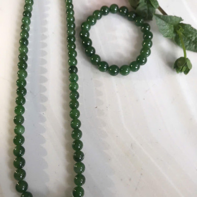 Bộ Vòng Chuỗi Đeo Cổ 8li Và Vòng Tay 9li5 Đá Ngọc Phật Xanh tự nhiên đẹp hay ngọc bích Màu xanh ngọc bích bóng đẹp món quà tặng Mẹ tặng cho mình và người thân nữ đeo đẹp ý nghĩa ạ