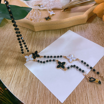 Chain kính dây chuyền hạt cườm đeo gọng kính cỏ bốn lá mix màu sang chảnh độc đáo handmade sáng tạo dây đeo airpod đeo khẩu trang
