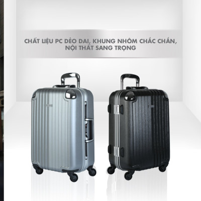 Vali Kéo Nhựa Du Lịch SAKOS SAPPHIRE Khung Nhôm Z22 - Size S (20inch)/ Xách Tay (Cabin) - Khóa TSA - Nhựa PC