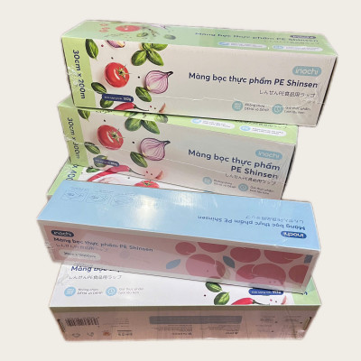 Màng co bọc thực phẩm cao cấp - PE Shinsen Inochi - bảo quản thực phẩm tươi sạch nhiều size ( tặng kèm khăn lau đa năng)
