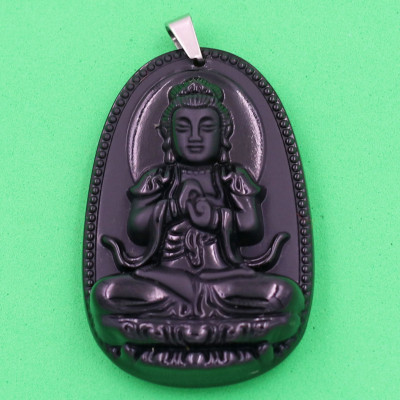 Mặt dây chuyền Như lai Đại nhật đen 3.6 cm kèm hộp nhung