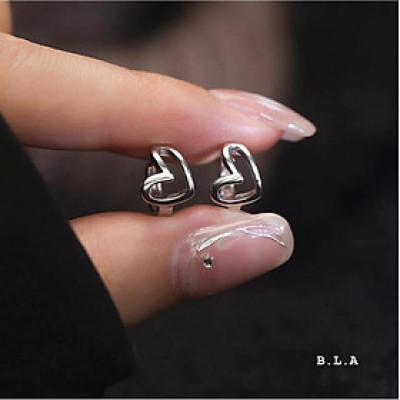 Bông tai bạc khoá bấm hình trái tim chất liệu bạc s925 MS0013