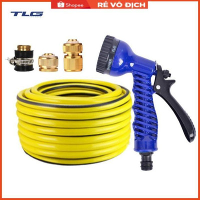 Bộ dây tăng áp 3 lần vòi xịt nước rửa xe, tưới cây loại 20m (cút đồng-nối đồng) 206843