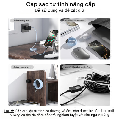 Cáp sạc nhanh Type C to Type C 100W Choetech XCC-1081 thiết kế từ tính - Hàng chính hãng
