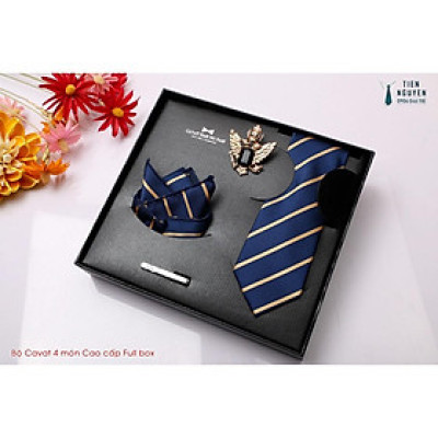 Cavat Bộ Cao Cấp Hàn Quốc 4 món Phụ Kiện - Full box kèm túi xách, kẻ vàng