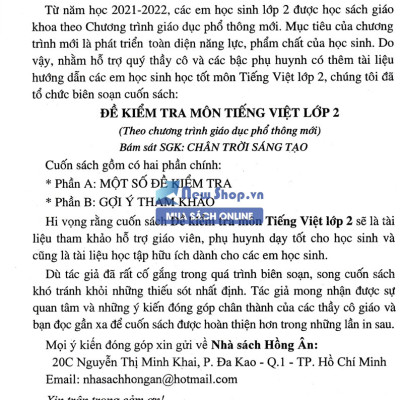 Đề Kiểm Tra Môn Tiếng Việt Lớp 2 (Bám Sát SGK Chân Trời Sáng Tạo) - HA