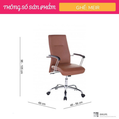 Ghế xoay văn phòng lưng trung rời bọc da SMLIFE Meir